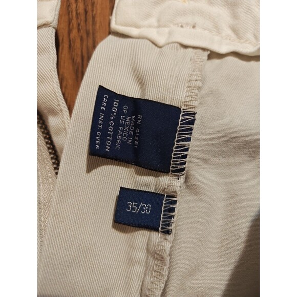Vintage Polo Ralph Lauren Andrew Pants Mens 35x27 Tan Pleated Chino Preppy Y2K - Picture 8 of 8